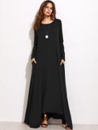 Shein Black Long Sleeve Shift Maxi Dress