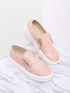 Shein Pink Zipper Side Rubber Sole Flats