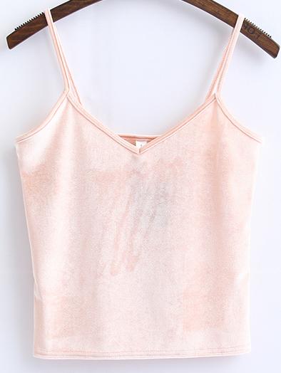 Shein Pink Spaghetti Strap Velvet Cami Top