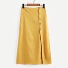 Shein Button Front Slit Hem Skirt