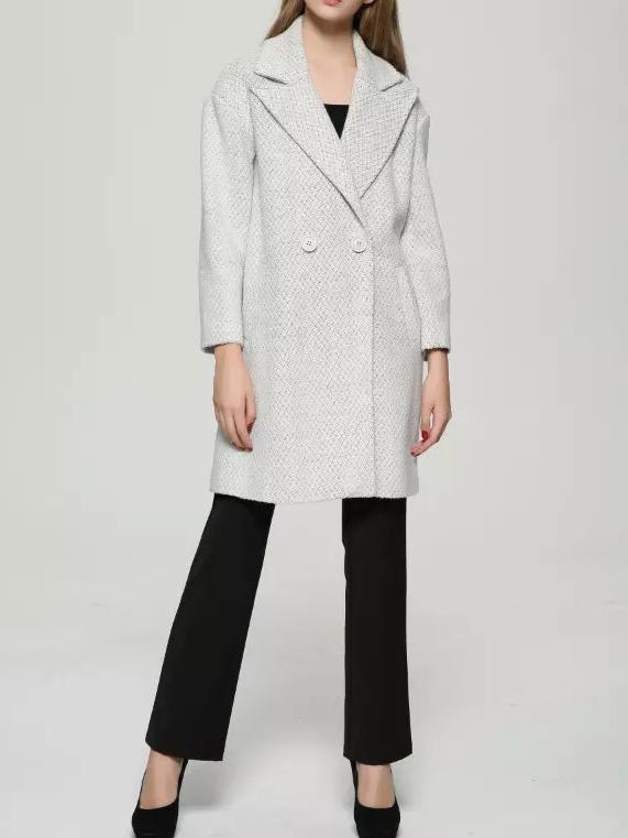 Shein Beige Lapel Double Breasted Long Coat