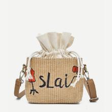 Shein Embroidered Detail Drawstring Bag