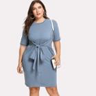 Shein Plus Knot Front Solid Tee Dress
