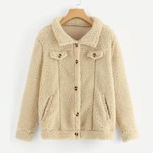 Shein Pocket Front Single Breasted Teddy Jacket