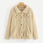 Shein Pocket Front Single Breasted Teddy Jacket