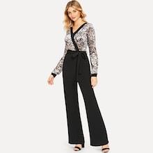Shein Snake Skin Print Surplice Wrap Jumpsuit
