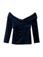 Shein Crossover Velvet Bardot Top