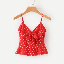 Shein Knot Front Pep Hem Cami Top