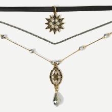 Shein Rhinestone Decorated Pendant Necklace Set 3pcs