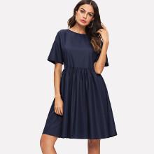 Shein Bow Embellished Back Fit And Flare Dress