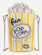 Shein Yellow Striped Popcorn Bag With Chain