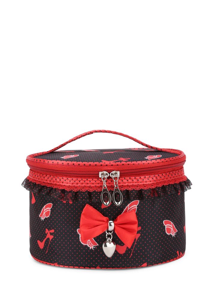 Shein Bow Tie Front Lace Trim Makeup Bag