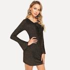 Shein Lace-up Neck Flounce Sleeve Dress