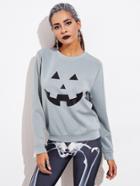 Shein Halloween Pumpkin Print Pullover
