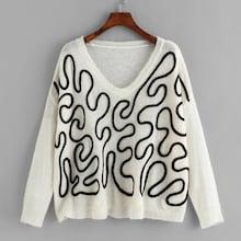 Shein Plus V-neck Graphic Jumper