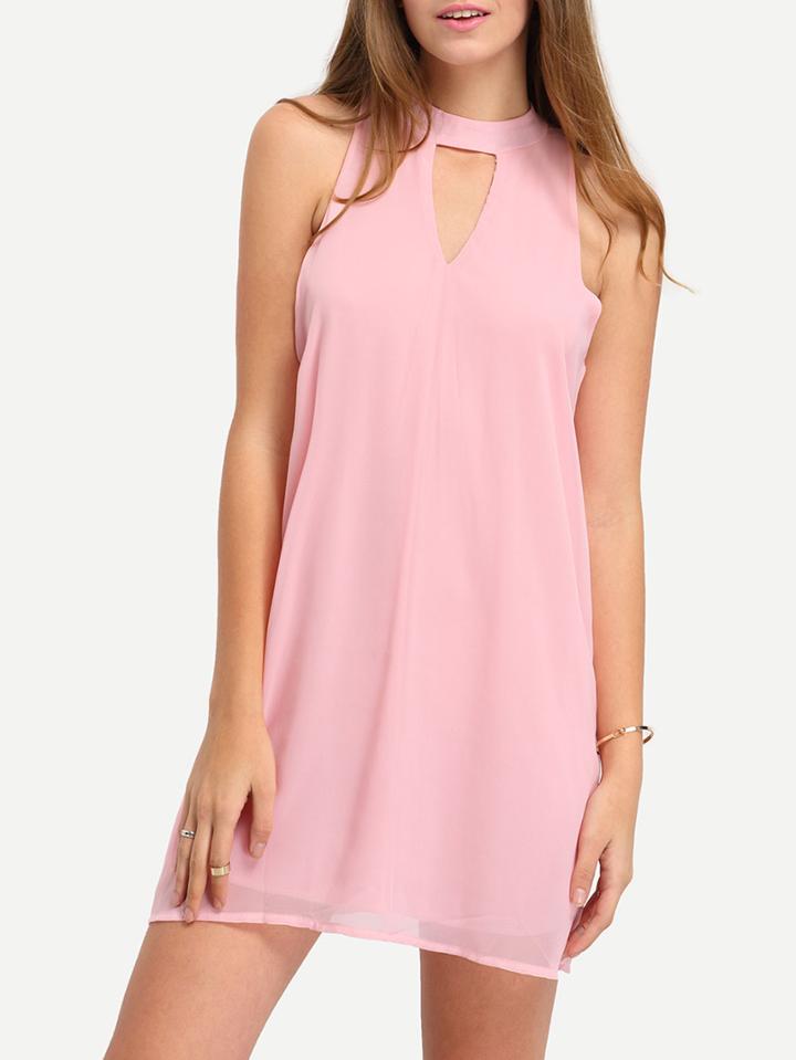 Shein Keyhole Halter Neck Chiffon Dress