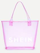 Pink Shein Print Clear Beach Tote Bag