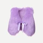 Shein Toddler Girls Bow Detail Faux Fur Vest