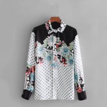 Shein Watercolor Flower Print Shirt