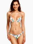 Shein White Pineapple Print Side Tie Triangle Bikini Set