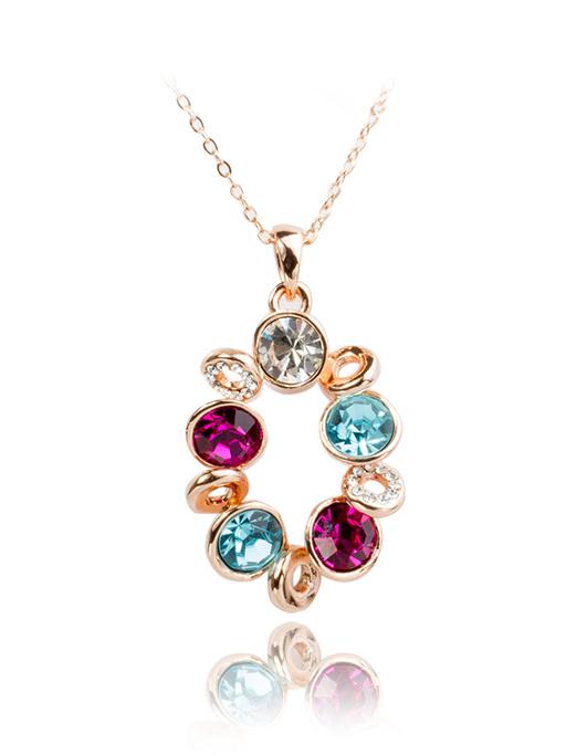 Shein Multicolor Crystals Pendant Necklace