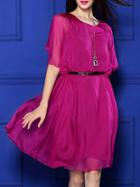 Shein Purple Batwing Sleeve Shift Dress