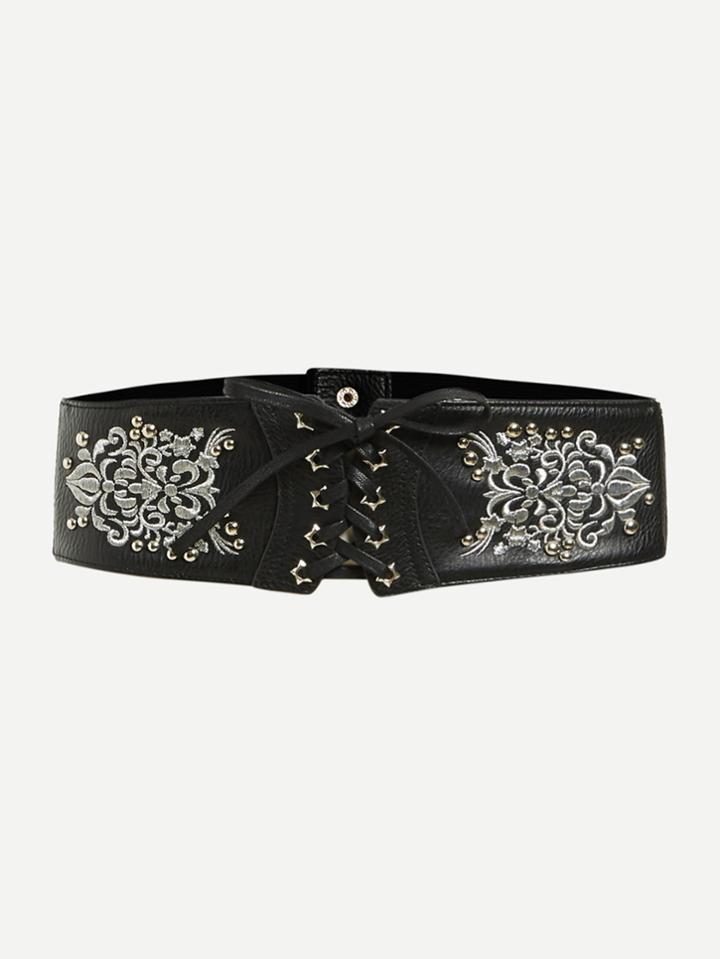 Shein Lace Up Embroidery Belt