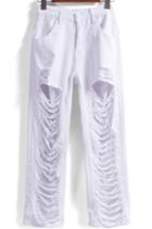 Shein White Pockets Ripped Pant
