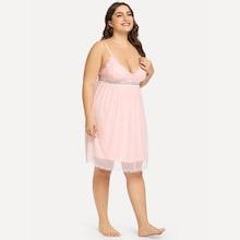 Shein Plus Contrast Lace Sheer Cami Dress