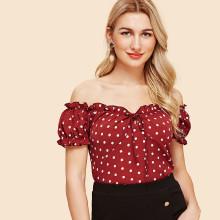 Shein Polka Dot Frill Trim Top