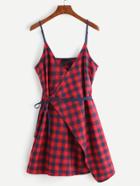 Shein Checkered Surplice Wrap Cami Dress
