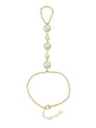 Shein Gold Plated Pearl Bracelet With Ring