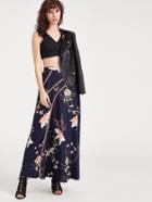 Shein Flower Print Eyelet Crochet Detail Maxi Skirt
