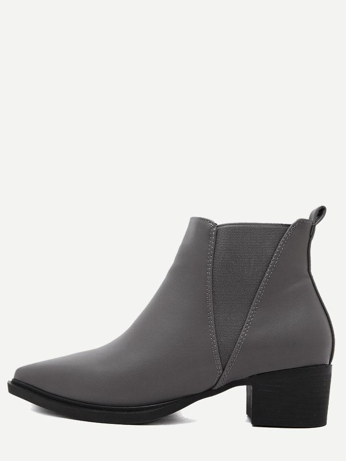 Shein Grey Pu Elastic Ankle Boots