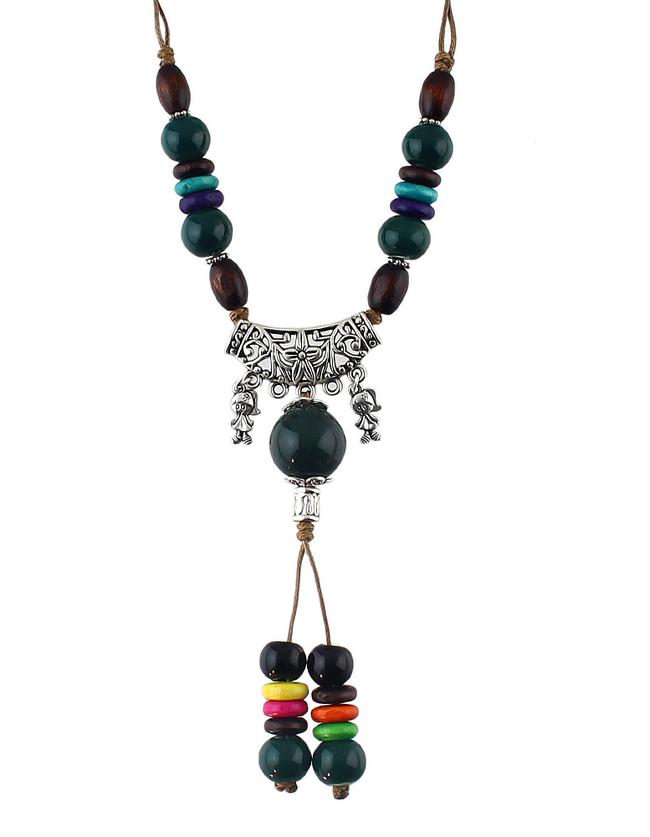 Shein Green Long Beads Necklace