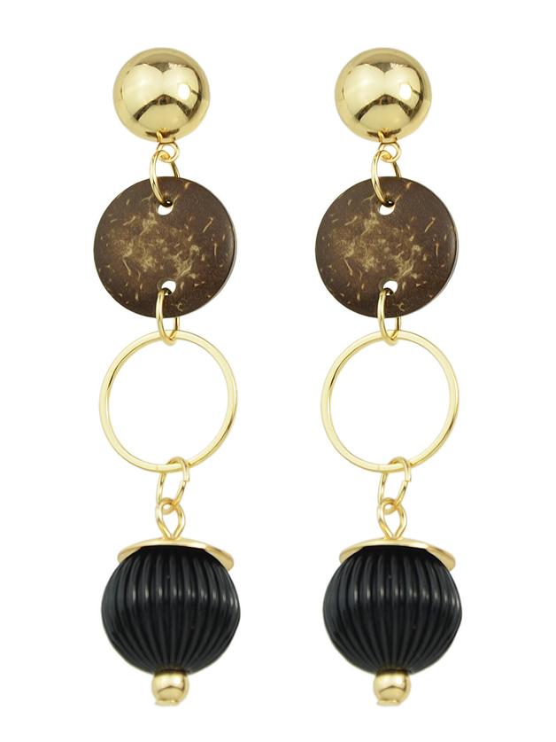 Shein Gold Wooden Long Drop Earrings