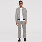 Shein Men Zip Up Collar Plaid Coat & Pants Set
