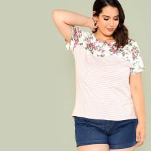 Shein Plus Mixed Print High Low Tee