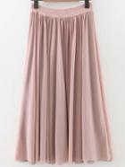 Shein Pink Pleated Elastic Waist Midi Skirt