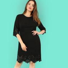 Shein Plus Scallop Edge Laser Cut Dress