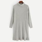 Shein Flounce Hem Rib-knit Dress