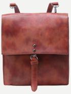 Shein Burgundy Buckled Strap Front Structured Flap Backpack