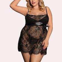 Shein Plus Eyelash Floral Lace Slips With Thong