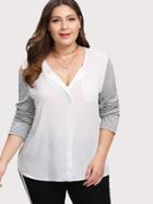 Shein Contrast Marled Knit Blouse