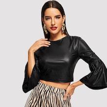 Shein Bell Sleeve Keyhole Back Top