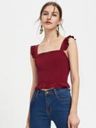 Shein Ruffle Strap And Hem Bustier Top