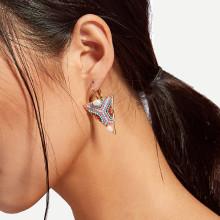 Shein Gemstone Decorated Triangle Drop Earrings