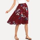 Shein Single Breasted Floral Print Skirt
