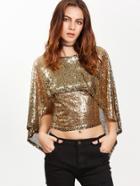 Shein Gold Backless Crop Cape Blouse