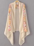 Shein Beige Flower Embroidery Vintage Scarf
